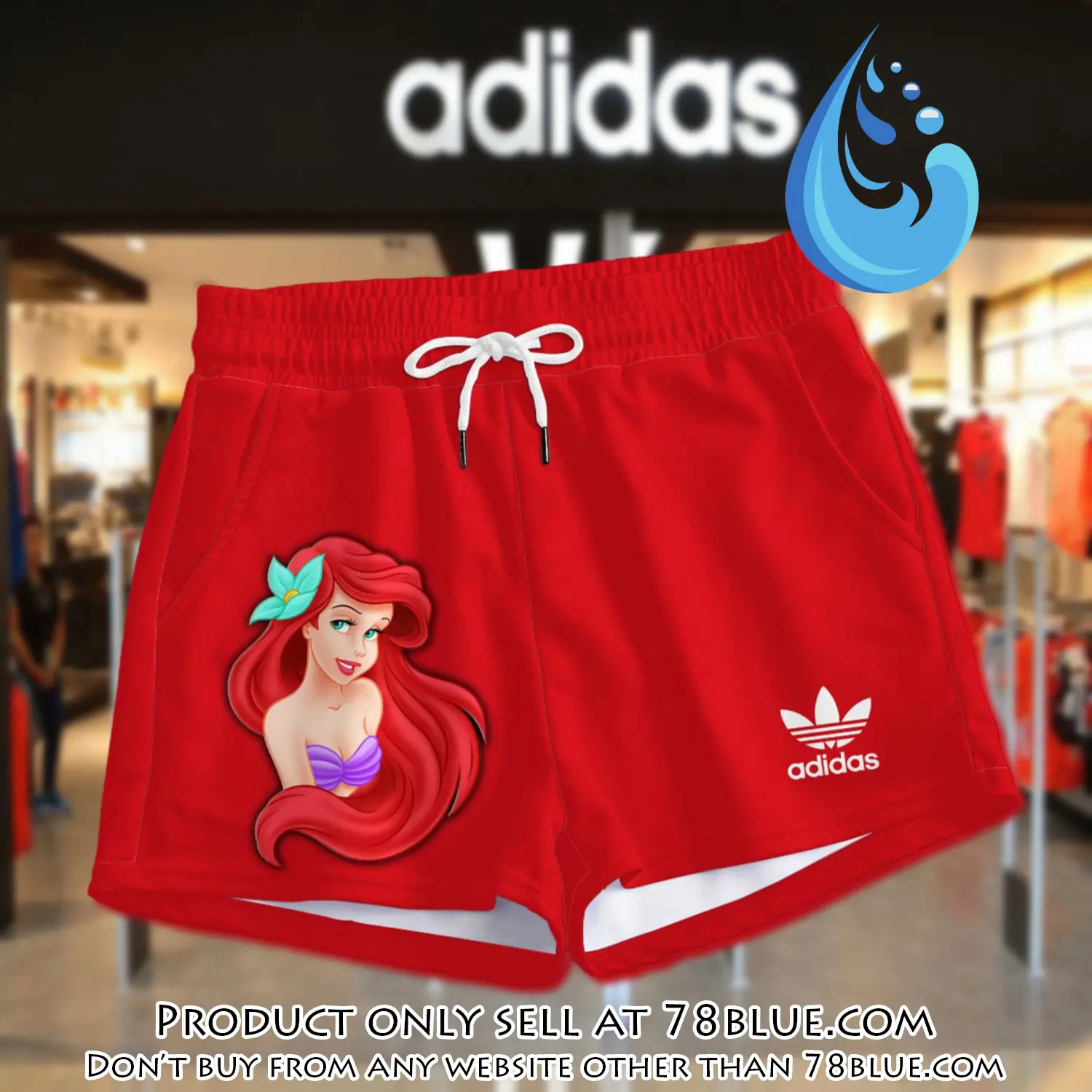 Premium ariel princess in adidas women shorts lady beach shorts wms1087 78b2045677